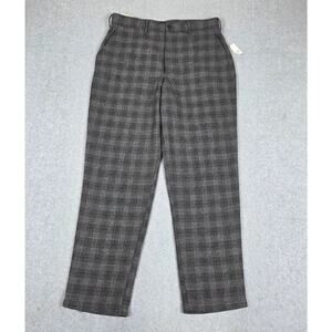 NWT GAP Mens 36x32 Relaxed Taper Wool Blend Pants Windowpane  Plaid Gray Black